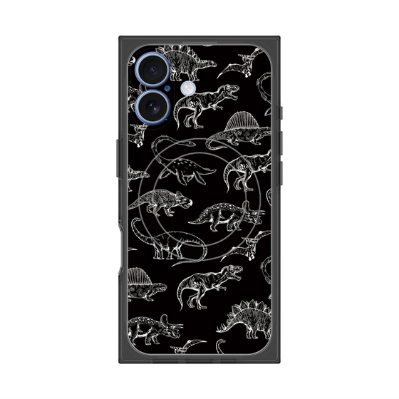 プレミアムスクエアケース with MagSafe［ Dinosaurs No.2 - Black ］