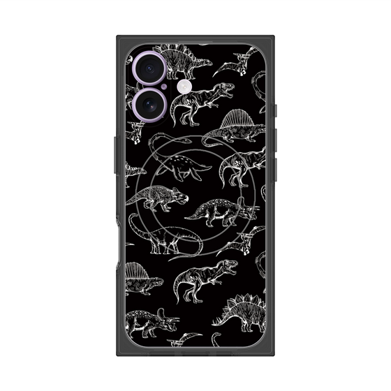 プレミアムスクエアケース with MagSafe［ Dinosaurs No.2 - Black ］