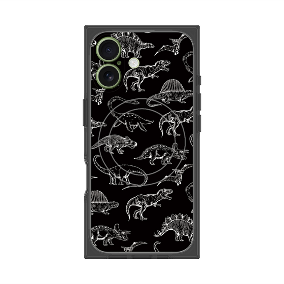 プレミアムスクエアケース with MagSafe［ Dinosaurs No.2 - Black ］