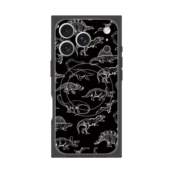 プレミアムスクエアケース with MagSafe［ Dinosaurs No.2 - Black ］