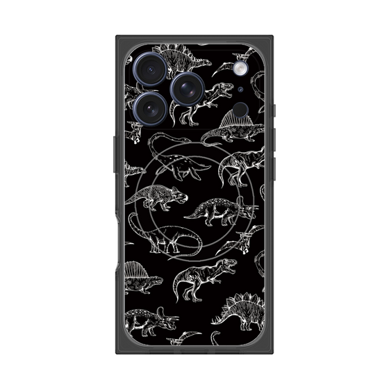 プレミアムスクエアケース with MagSafe［ Dinosaurs No.2 - Black ］