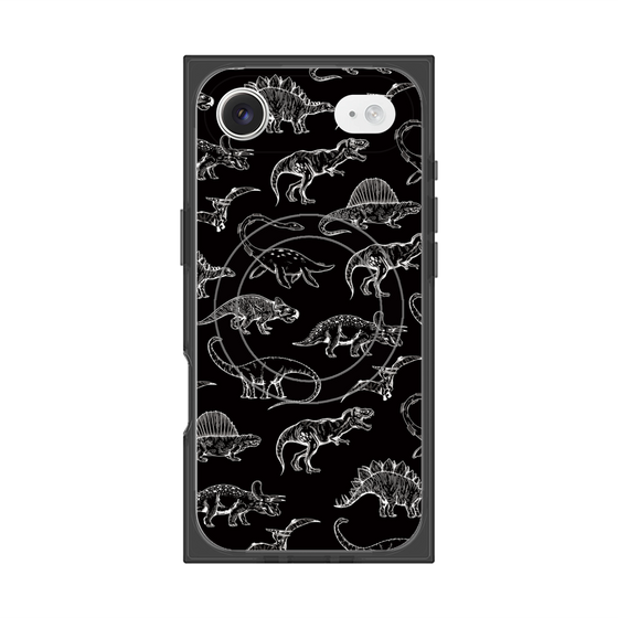 プレミアムスクエアケース with MagSafe［ Dinosaurs No.2 - Black ］