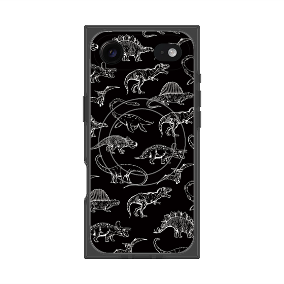 プレミアムスクエアケース with MagSafe［ Dinosaurs No.2 - Black ］