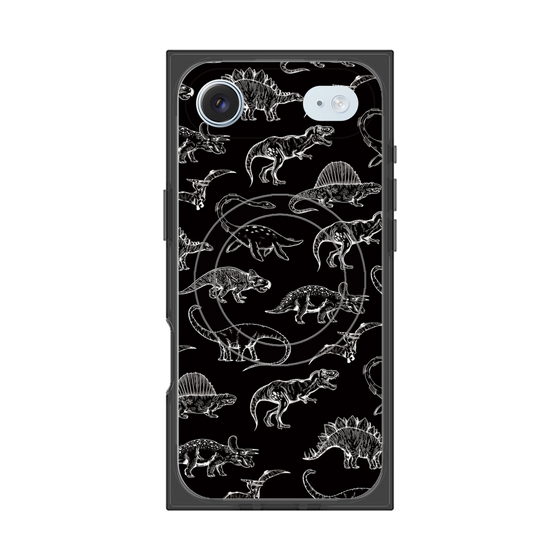 プレミアムスクエアケース with MagSafe［ Dinosaurs No.2 - Black ］