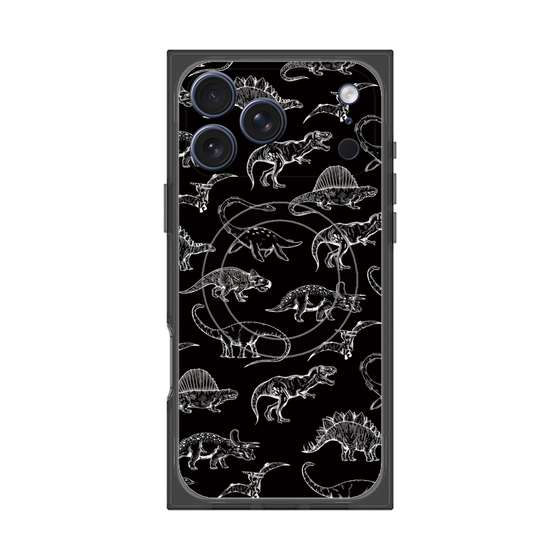 プレミアムスクエアケース with MagSafe［ Dinosaurs No.2 - Black ］