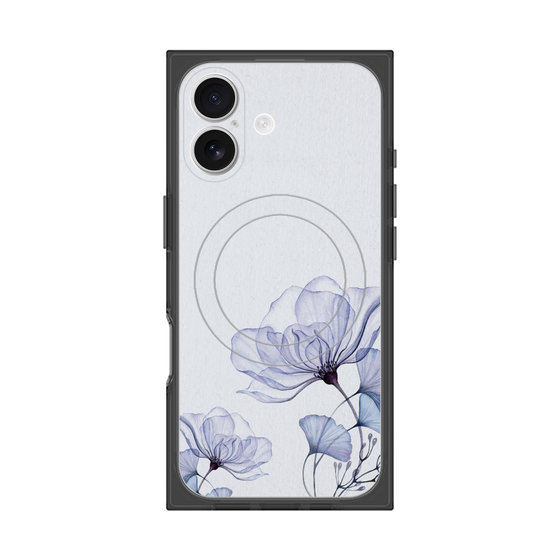 プレミアムスクエアケース with MagSafe［ Natural Flower - blue ］