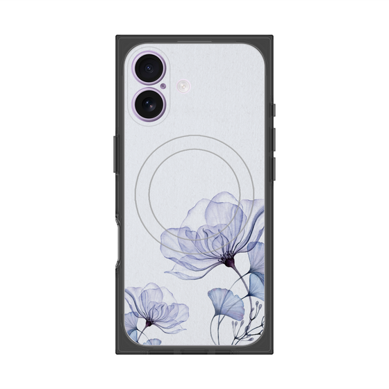 プレミアムスクエアケース with MagSafe［ Natural Flower - blue ］