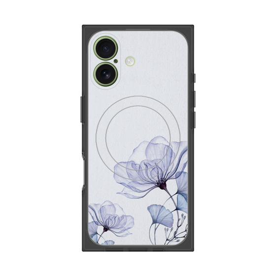 プレミアムスクエアケース with MagSafe［ Natural Flower - blue ］
