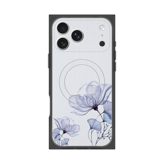 プレミアムスクエアケース with MagSafe［ Natural Flower - blue ］