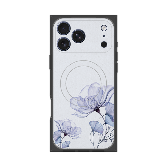 プレミアムスクエアケース with MagSafe［ Natural Flower - blue ］