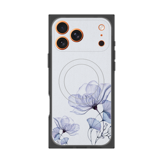 プレミアムスクエアケース with MagSafe［ Natural Flower - blue ］