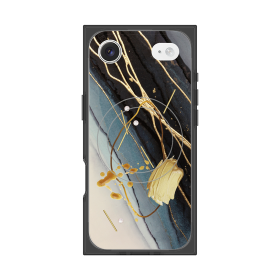 プレミアムスクエアケース with MagSafe［ Marble Nuance Painting Black ］