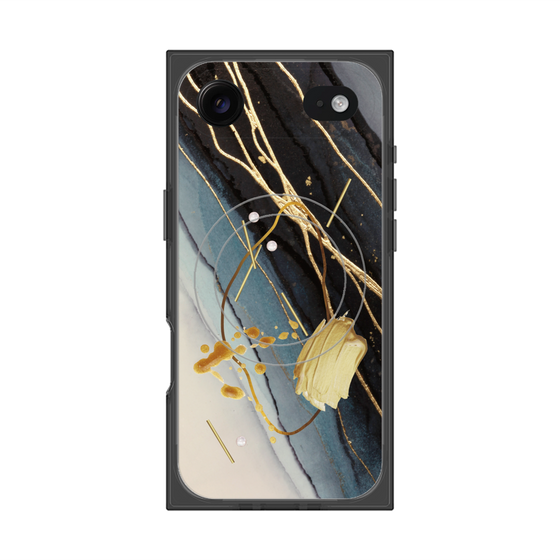プレミアムスクエアケース with MagSafe［ Marble Nuance Painting Black ］