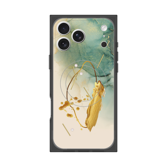 プレミアムスクエアケース with MagSafe［ Marble Nuance Painting Green ］