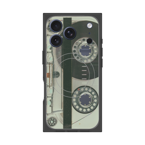 プレミアムスクエアケース with MagSafe［ RETORO CASSETTE TAPE - Skeleton Blue ］