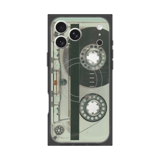 プレミアムスクエアケース with MagSafe［ RETORO CASSETTE TAPE - Skeleton Blue ］