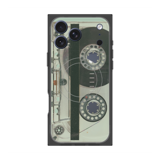 プレミアムスクエアケース with MagSafe［ RETORO CASSETTE TAPE - Skeleton Blue ］
