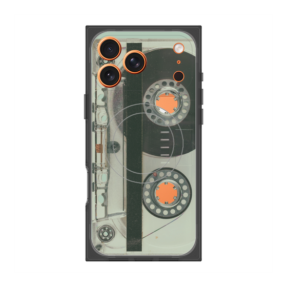 プレミアムスクエアケース with MagSafe［ RETORO CASSETTE TAPE - Skeleton Blue ］
