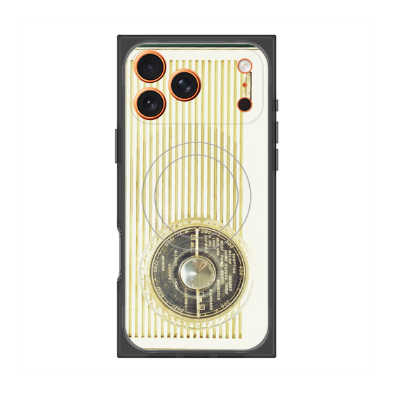 プレミアムスクエアケース with MagSafe［ RETORO RADIO - White ］