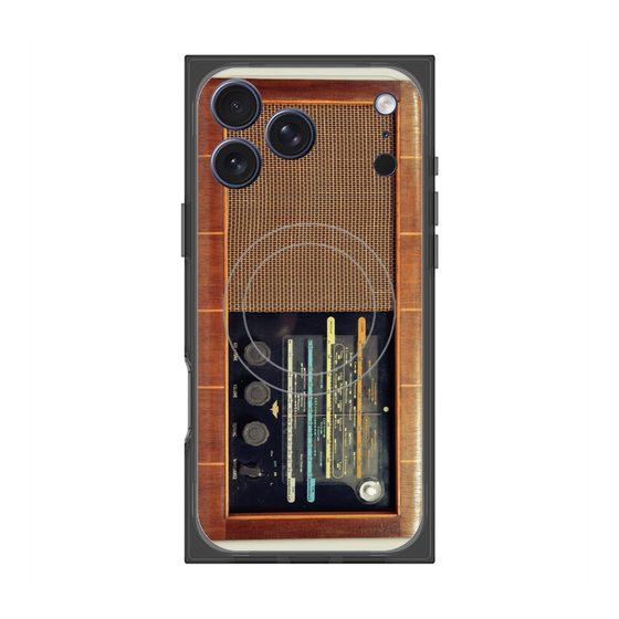 プレミアムスクエアケース with MagSafe［ RETORO RADIO - Brown ］
