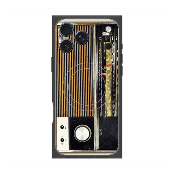 プレミアムスクエアケース with MagSafe［ RETORO RADIO - Black ］