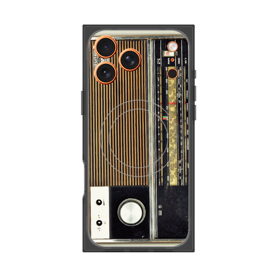 プレミアムスクエアケース with MagSafe［ RETORO RADIO - Black ］