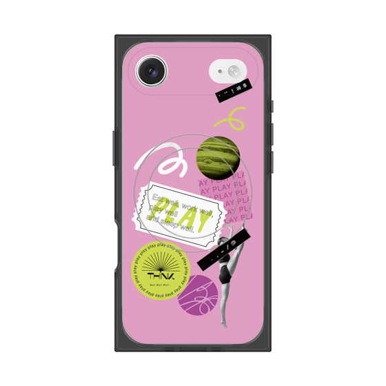 プレミアムスクエアケース with MagSafe［ Playful sticker - Dusty Pink ］