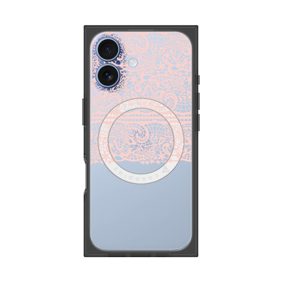 プレミアムスクエアケース with MagSafe［ LANVIN en Bleu - Lace - Pink ］