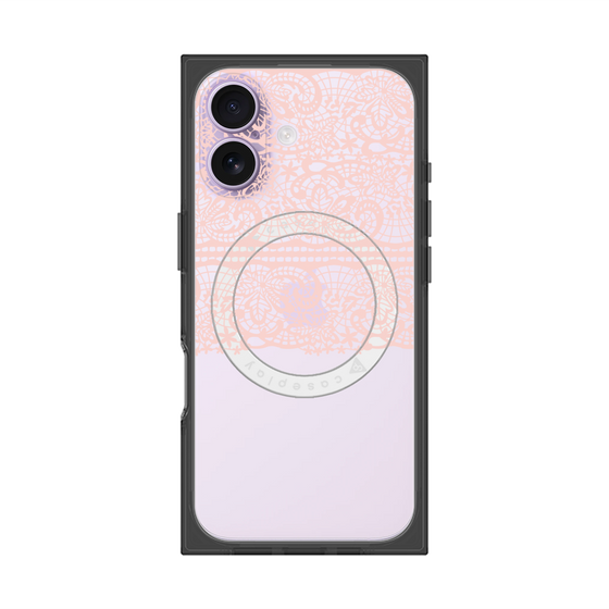 プレミアムスクエアケース with MagSafe［ LANVIN en Bleu - Lace - Pink ］