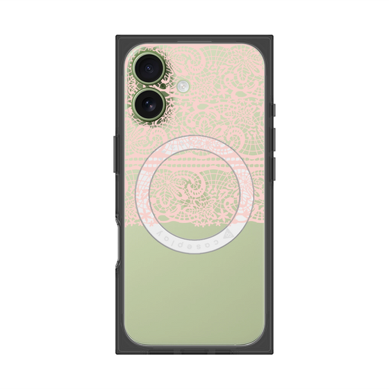 プレミアムスクエアケース with MagSafe［ LANVIN en Bleu - Lace - Pink ］