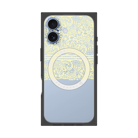 プレミアムスクエアケース with MagSafe［ LANVIN en Bleu - Lace - Yellow ］