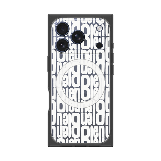 プレミアムスクエアケース with MagSafe［ LANVIN en Bleu - Logo Pattern - White ］