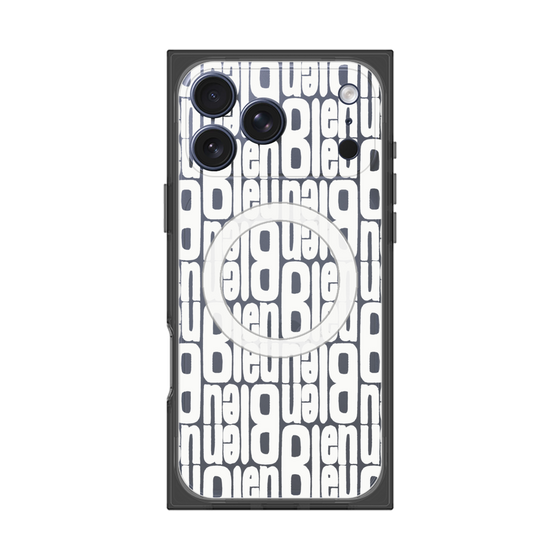 プレミアムスクエアケース with MagSafe［ LANVIN en Bleu - Logo Pattern - White ］