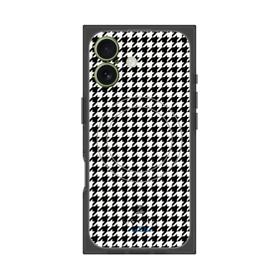プレミアムスクエアケース with MagSafe［ Houndstooth Pattern Black with LANVIN en Bleu logo- ランバン 千鳥格子柄 ブラック ］