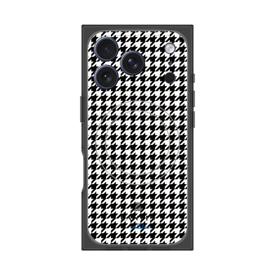 プレミアムスクエアケース with MagSafe［ Houndstooth Pattern Black with LANVIN en Bleu logo- ランバン 千鳥格子柄 ブラック ］