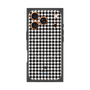 プレミアムスクエアケース with MagSafe［ Houndstooth Pattern Black with LANVIN en Bleu logo- ランバン 千鳥格子柄 ブラック ］