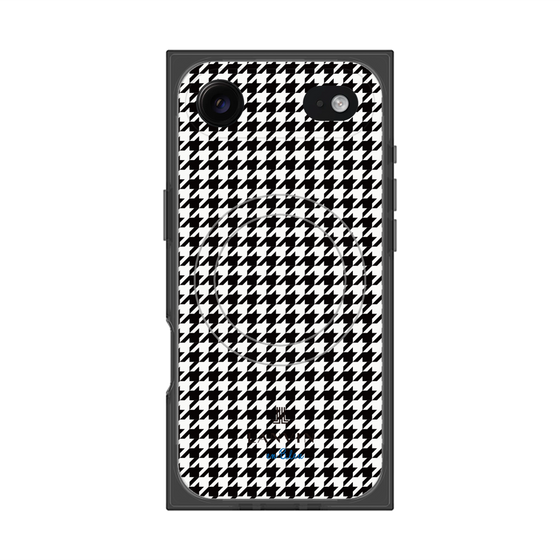 プレミアムスクエアケース with MagSafe［ Houndstooth Pattern Black with LANVIN en Bleu logo- ランバン 千鳥格子柄 ブラック ］