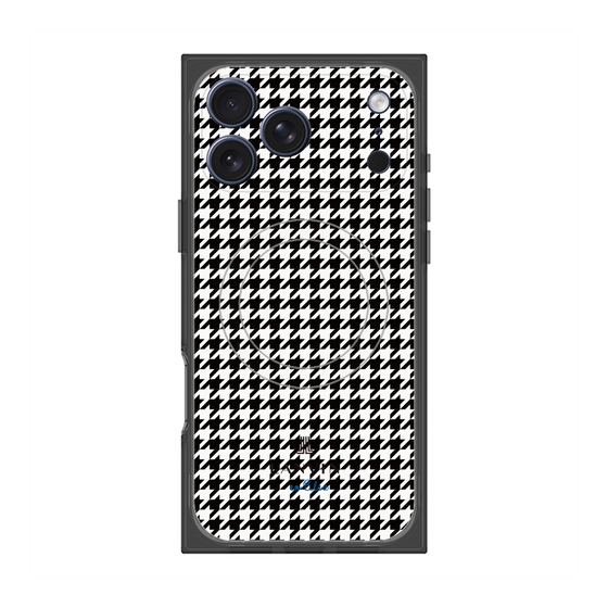 プレミアムスクエアケース with MagSafe［ Houndstooth Pattern Black with LANVIN en Bleu logo- ランバン 千鳥格子柄 ブラック ］