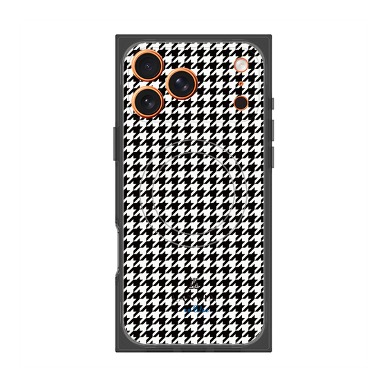 プレミアムスクエアケース with MagSafe［ Houndstooth Pattern Black with LANVIN en Bleu logo- ランバン 千鳥格子柄 ブラック ］