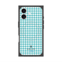 プレミアムスクエアケース with MagSafe［ Houndstooth Pattern Blue with LANVIN en Bleu logo- ランバン 千鳥格子柄 ブルー ］