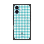 プレミアムスクエアケース with MagSafe［ Houndstooth Pattern Blue with LANVIN en Bleu logo- ランバン 千鳥格子柄 ブルー ］