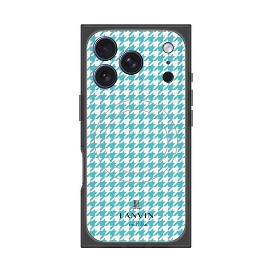 プレミアムスクエアケース with MagSafe［ Houndstooth Pattern Blue with LANVIN en Bleu logo- ランバン 千鳥格子柄 ブルー ］