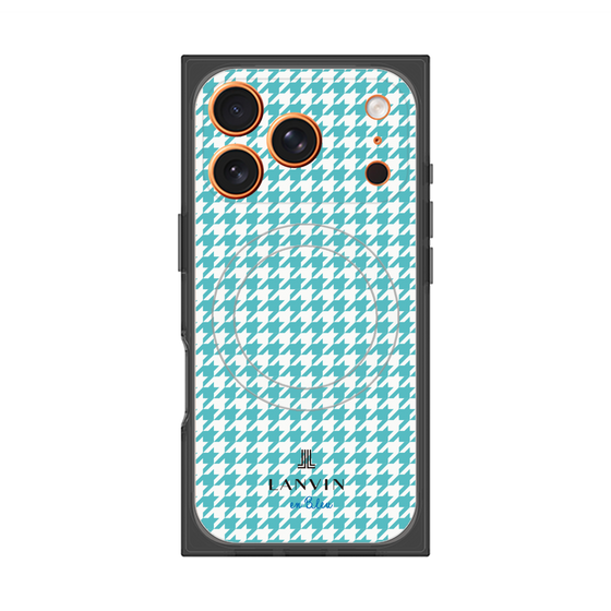 プレミアムスクエアケース with MagSafe［ Houndstooth Pattern Blue with LANVIN en Bleu logo- ランバン 千鳥格子柄 ブルー ］