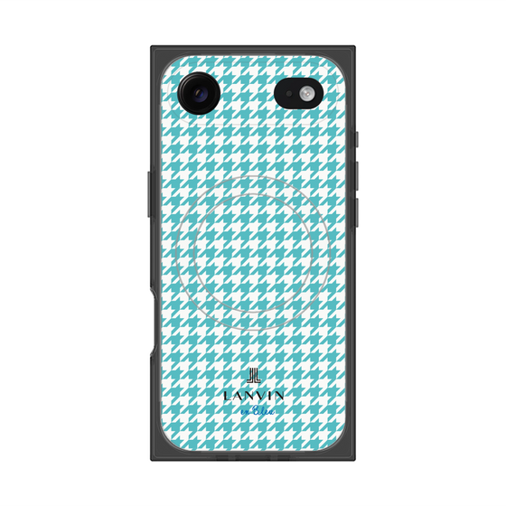 プレミアムスクエアケース with MagSafe［ Houndstooth Pattern Blue with LANVIN en Bleu logo- ランバン 千鳥格子柄 ブルー ］