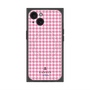 プレミアムスクエアケース with MagSafe［ Houndstooth Pattern Pink with LANVIN en Bleu logo- ランバン 千鳥格子柄 ピンク ］
