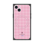プレミアムスクエアケース with MagSafe［ Houndstooth Pattern Pink with LANVIN en Bleu logo- ランバン 千鳥格子柄 ピンク ］