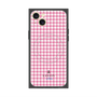 プレミアムスクエアケース with MagSafe［ Houndstooth Pattern Pink with LANVIN en Bleu logo- ランバン 千鳥格子柄 ピンク ］