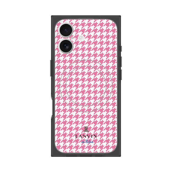 プレミアムスクエアケース with MagSafe［ Houndstooth Pattern Pink with LANVIN en Bleu logo- ランバン 千鳥格子柄 ピンク ］