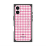 プレミアムスクエアケース with MagSafe［ Houndstooth Pattern Pink with LANVIN en Bleu logo- ランバン 千鳥格子柄 ピンク ］
