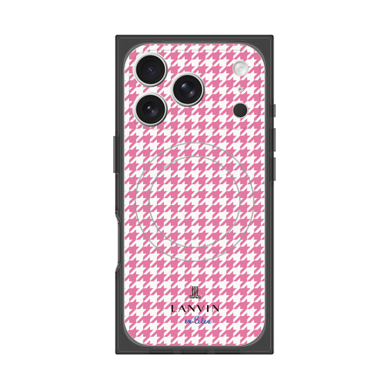 プレミアムスクエアケース with MagSafe［ Houndstooth Pattern Pink with LANVIN en Bleu logo- ランバン 千鳥格子柄 ピンク ］